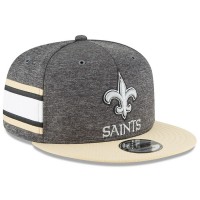 Men's New Orleans Saints New Era Heather Gray/Gold 2018 NFL Sideline Home Graphite 9FIFTY Snapback Adjustable Hat 3058609